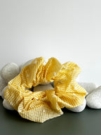 Checkered Pom-Pom Scrunchie