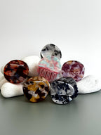 Premium Retro Mosaic Round Claw Clips