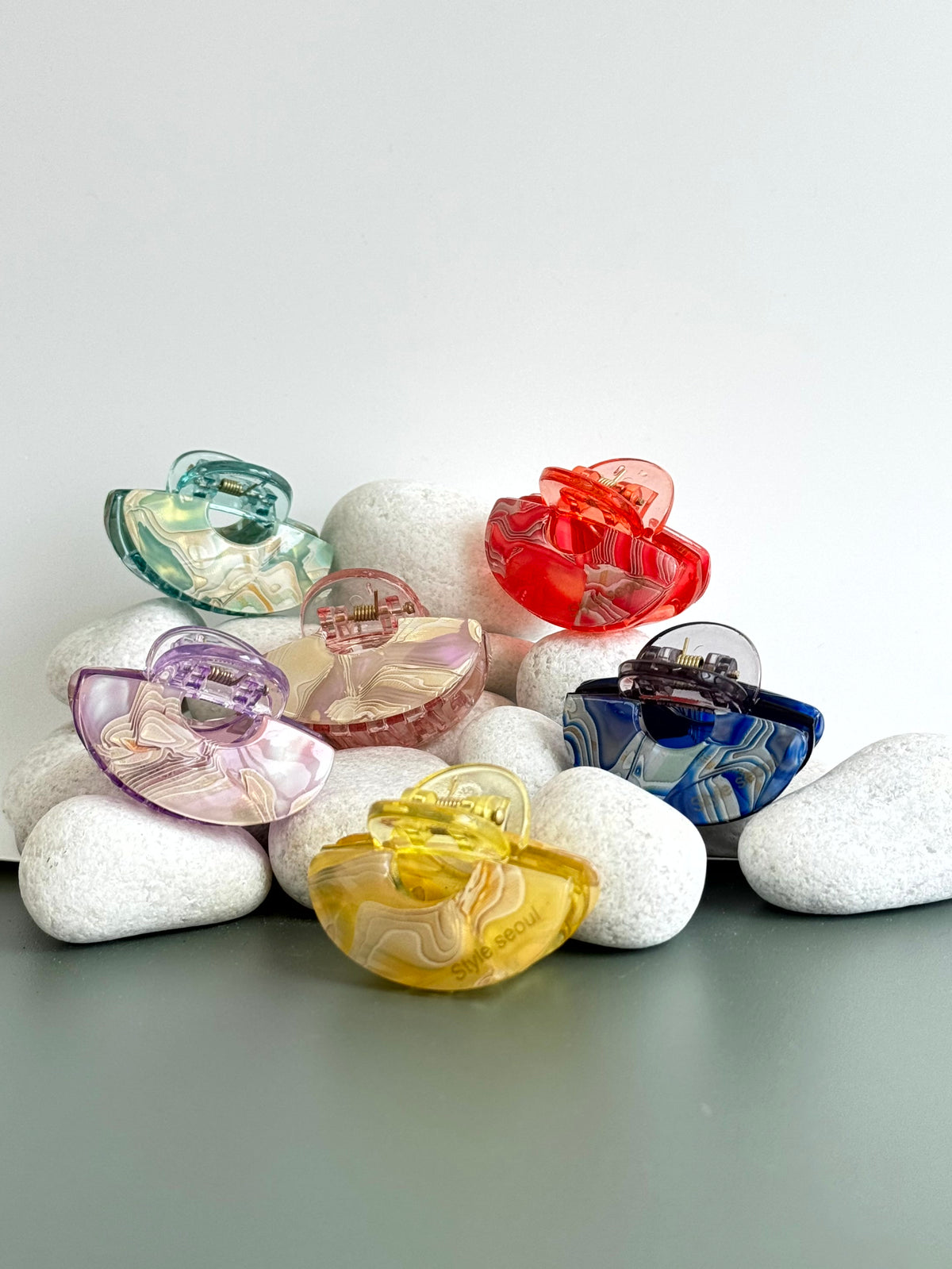 Premium Marble Swirl Mini Claw Clips