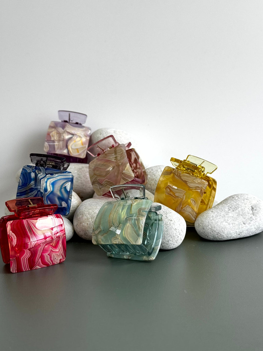 Premium Marble Square Claw Clips