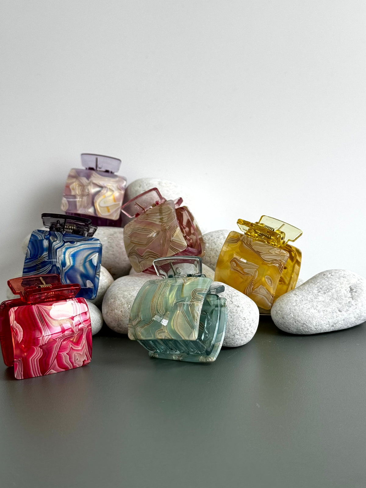 Premium Marble Square Claw Clips