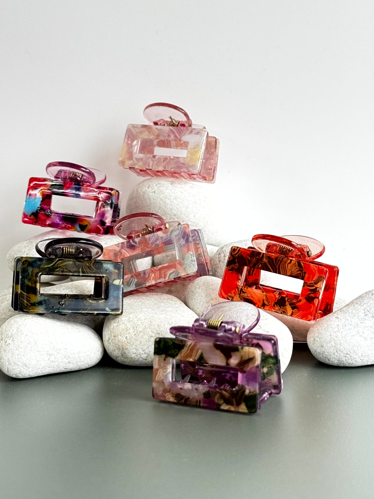 Premium Marble Frame Rectangular Claw Clips
