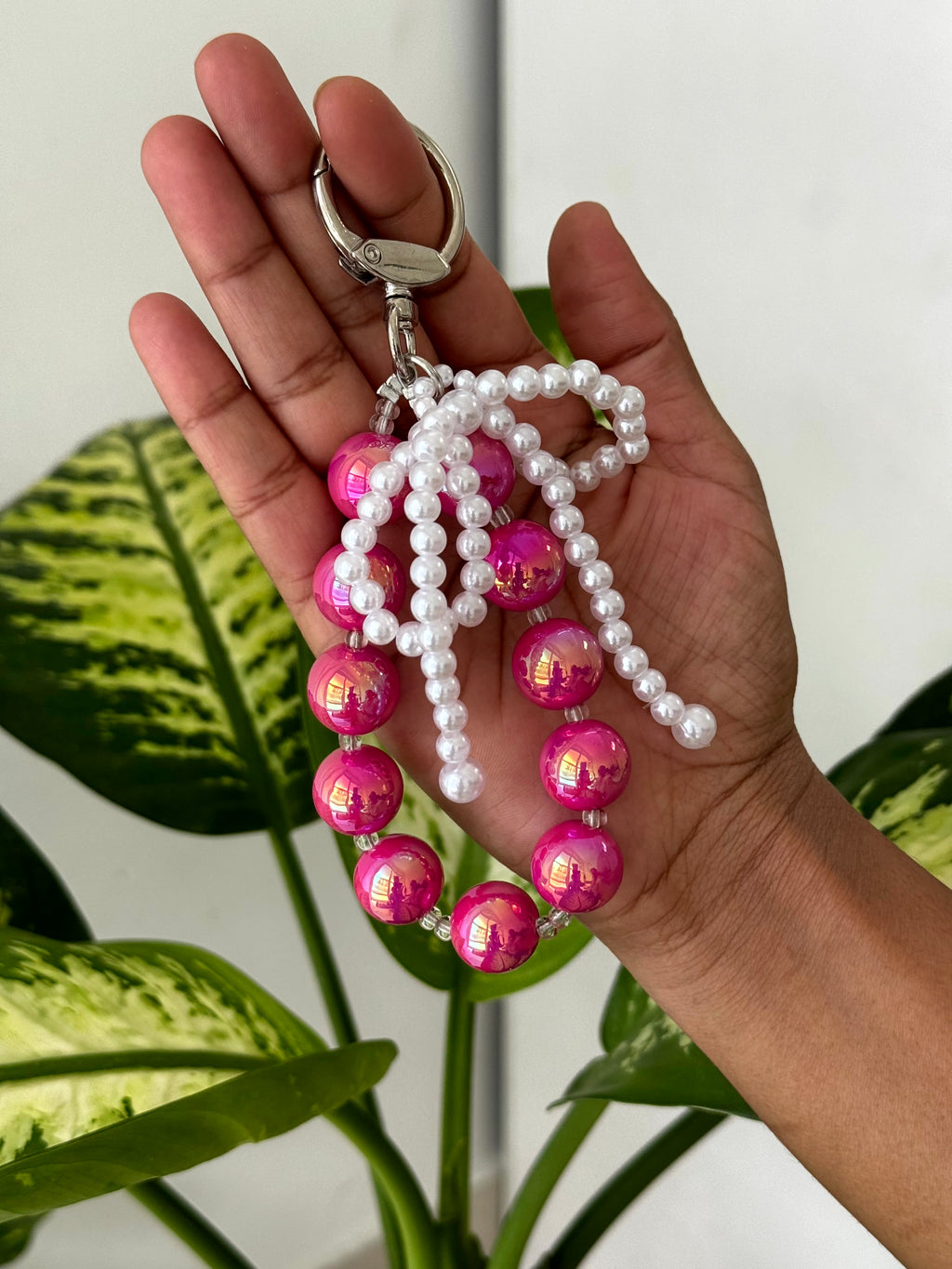 Pearl Bow Beaded Phone Charm cum Bag Charm cum Keychain [charm holder included]