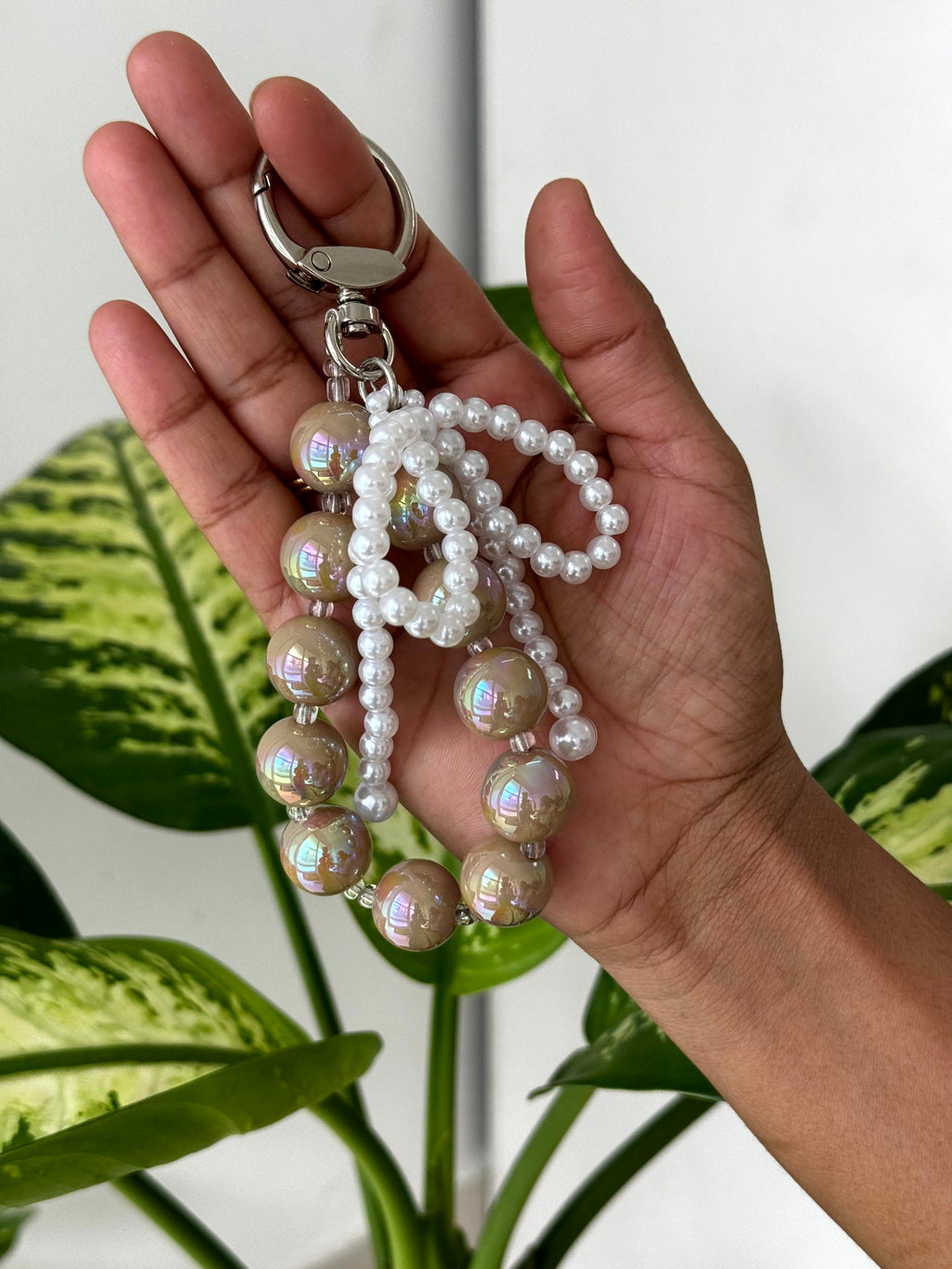 Pearl Bow Beaded Phone Charm cum Bag Charm cum Keychain [charm holder included]