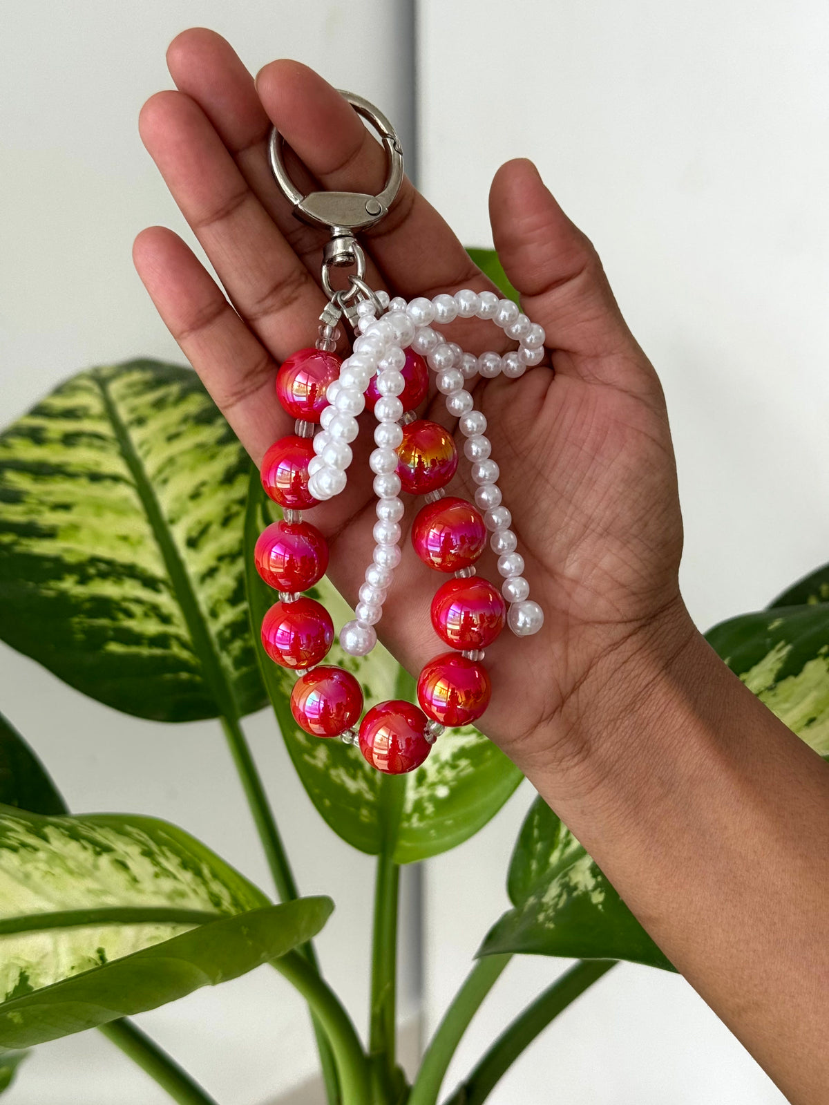 Pearl Bow Beaded Phone Charm cum Bag Charm cum Keychain [charm holder included]