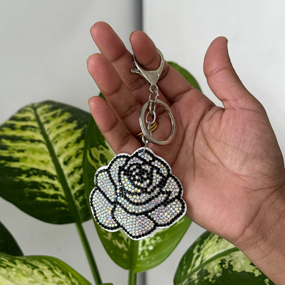 Rose Rhinestone Keychain cum Bag Charm