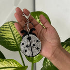 Black Beetle Rhinestone Keychain cum Bag Charm
