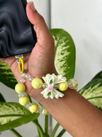 Lemon Daisy Beaded Phone Charm cum Bag Charm cum Keychain [charm holder included]