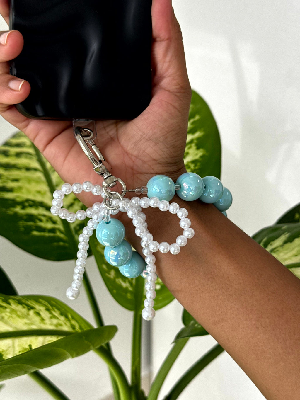 Pearl Bow Beaded Phone Charm cum Bag Charm cum Keychain [charm holder included]