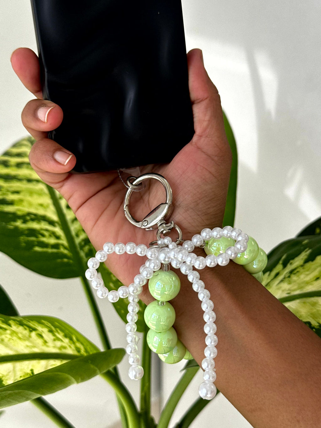 Pearl Bow Beaded Phone Charm cum Bag Charm cum Keychain [charm holder included]