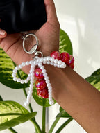 Pearl Bow Beaded Phone Charm cum Bag Charm cum Keychain [charm holder included]