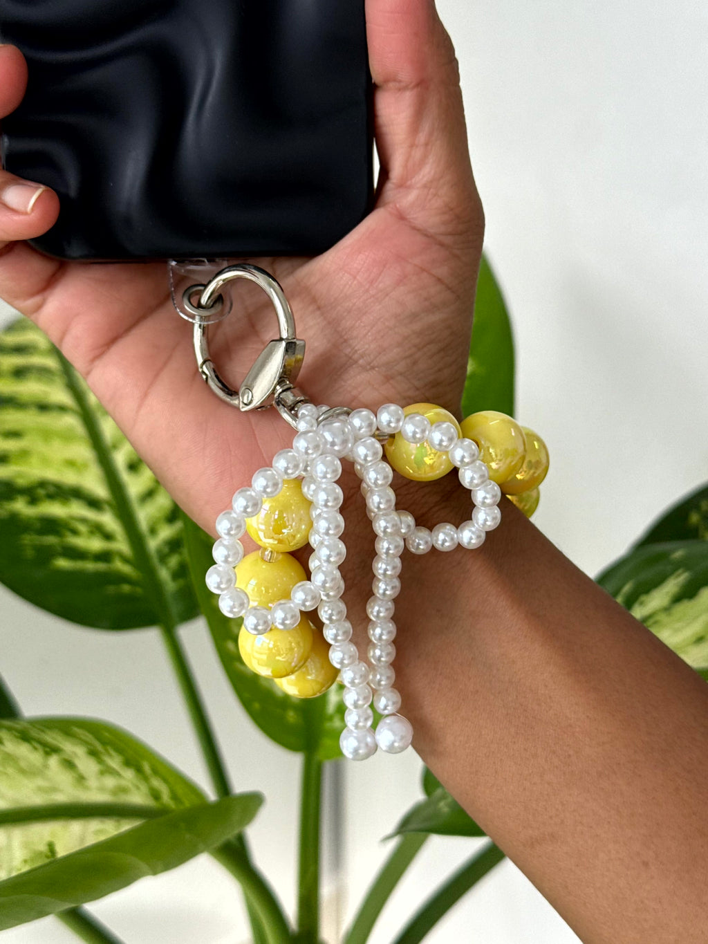 Pearl Bow Beaded Phone Charm cum Bag Charm cum Keychain [charm holder included]
