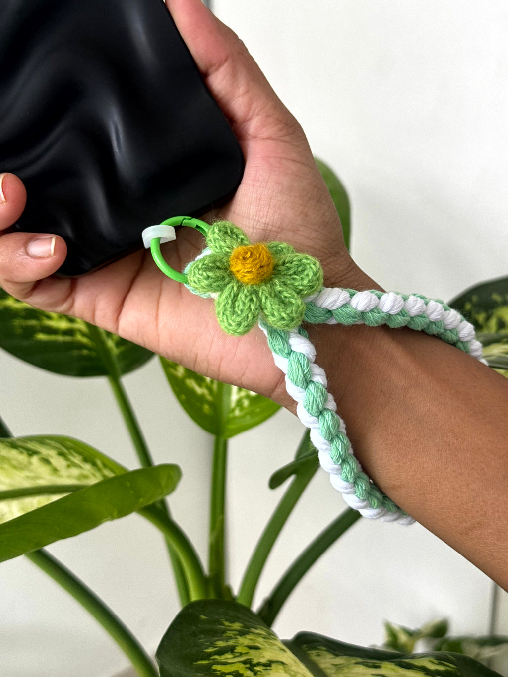 Daisy Macrame Phone Charm cum Bag Charm cum Keychain [charm holder included]