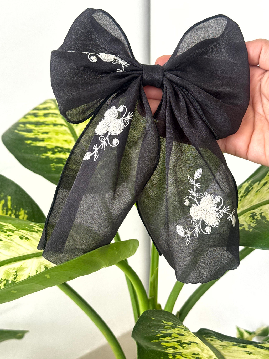 Midnight Bloom Bow Clip