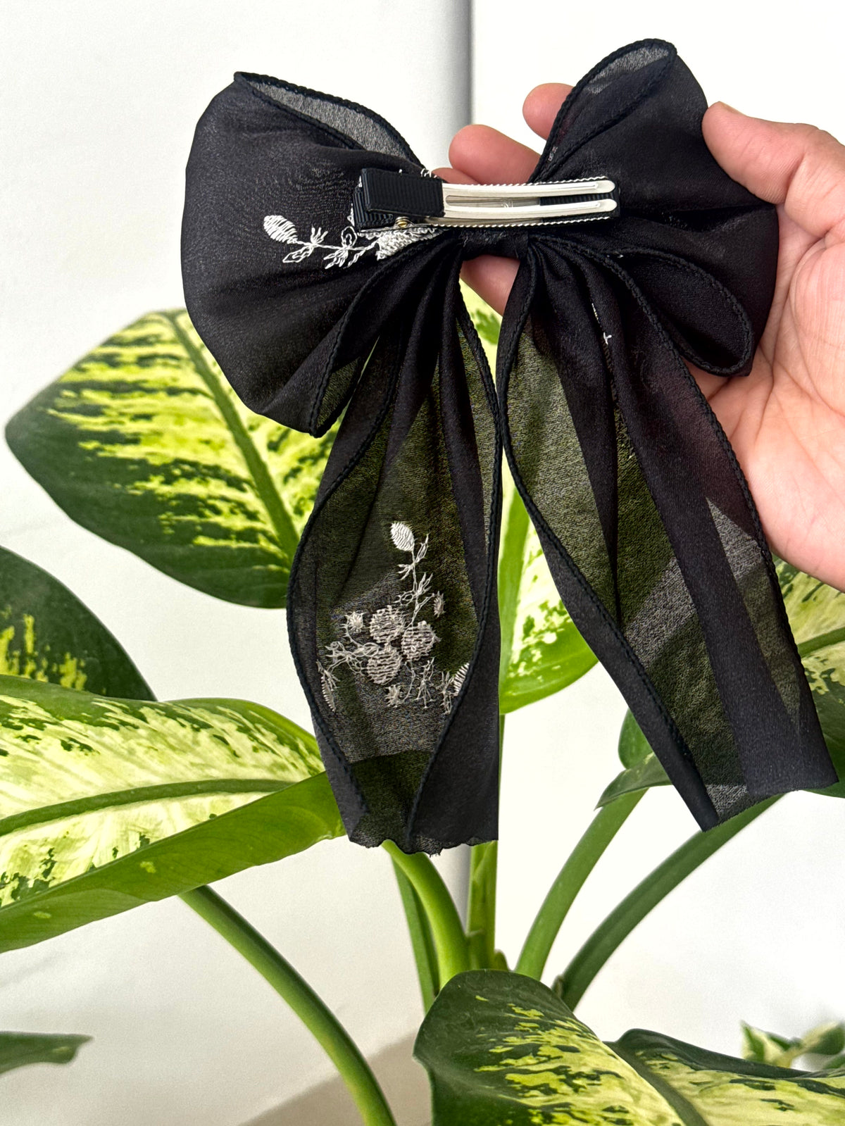 Midnight Bloom Bow Clip