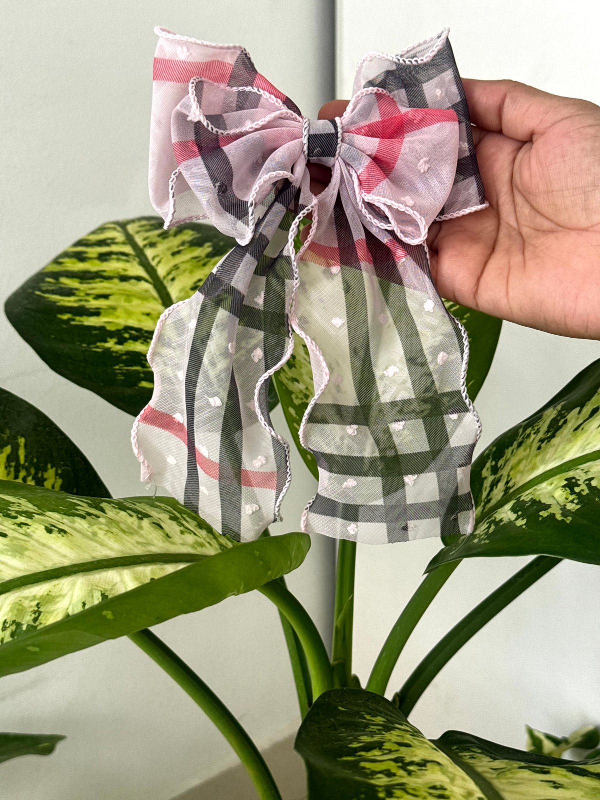 Plaid Sheer Bow Clip