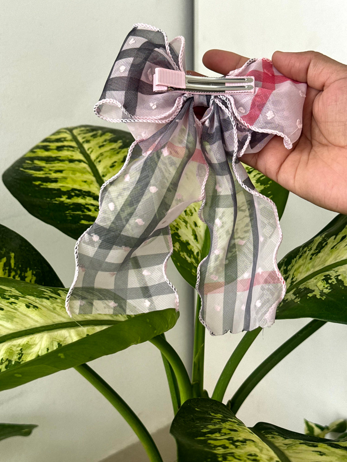 Plaid Sheer Bow Clip