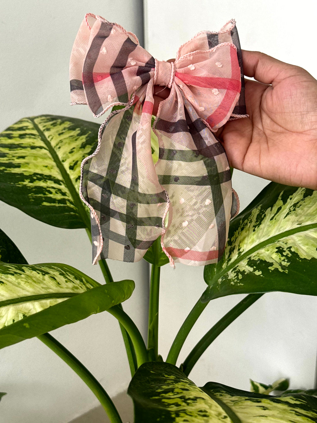 Plaid Sheer Bow Clip