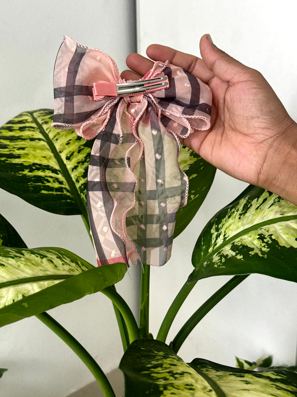 Plaid Sheer Bow Clip