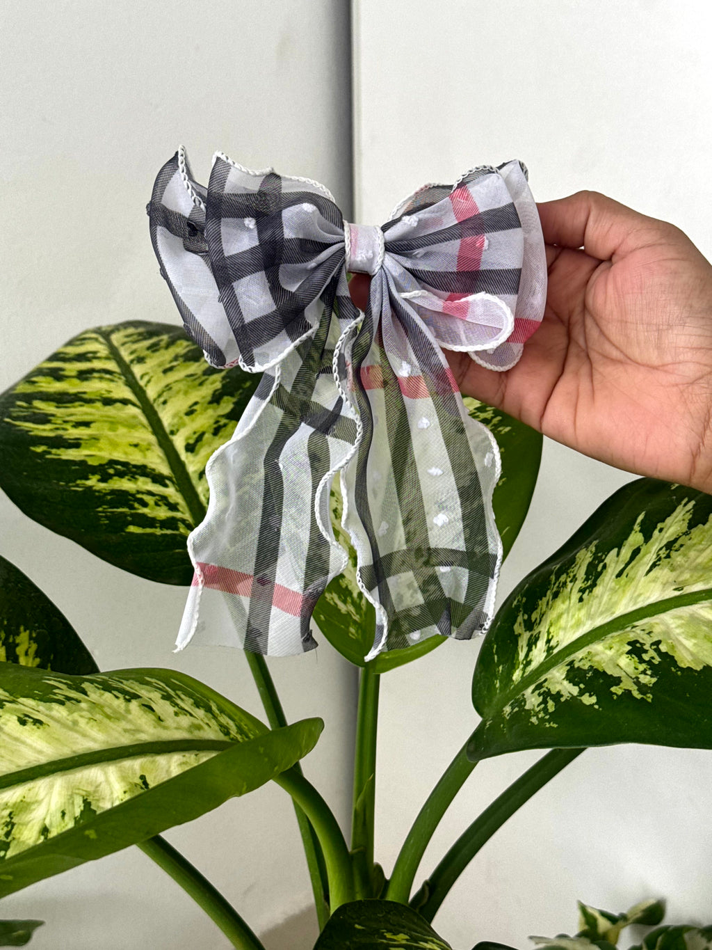 Plaid Sheer Bow Clip