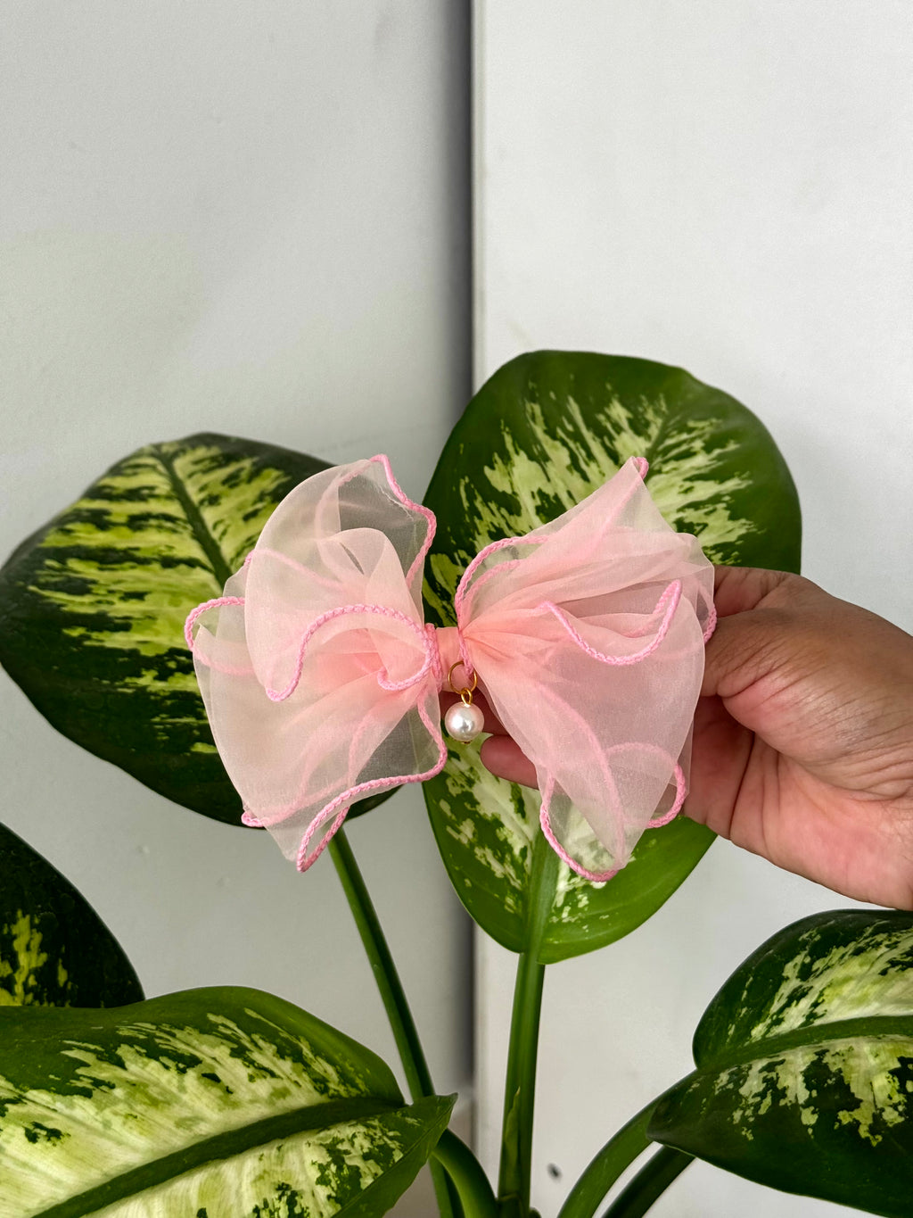 Sheer Pearl Charm Bow Clip