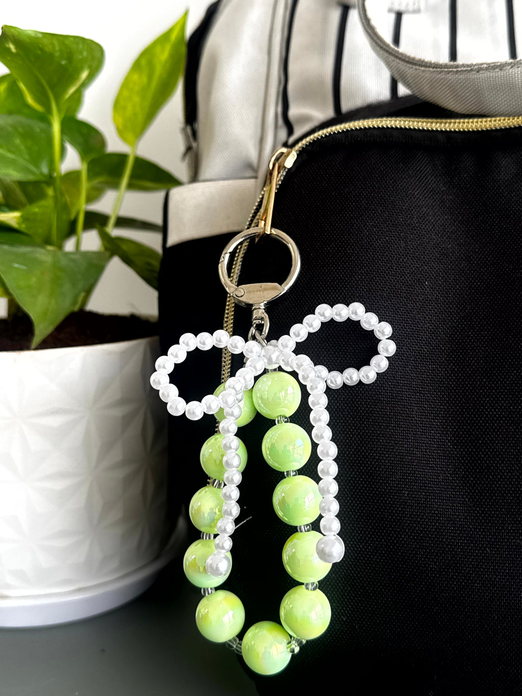 Pearl Bow Beaded Phone Charm cum Bag Charm cum Keychain [charm holder included]