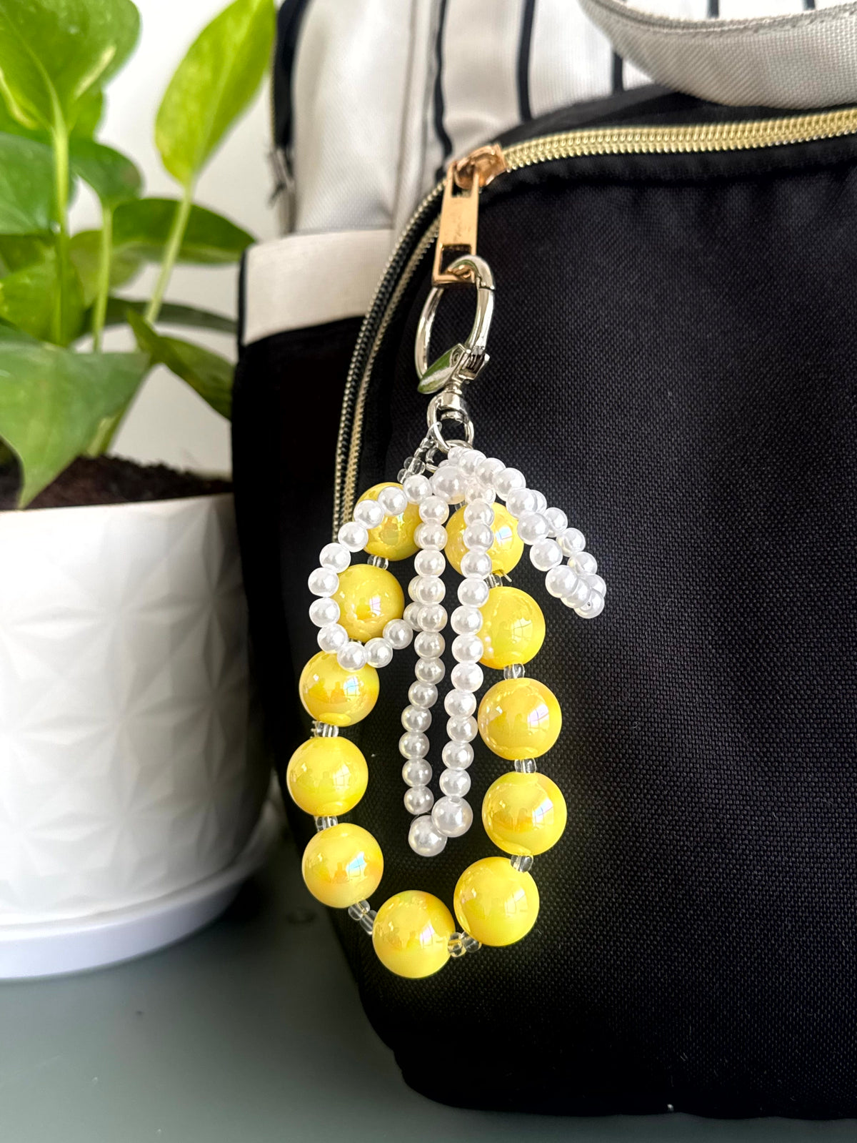 Pearl Bow Beaded Phone Charm cum Bag Charm cum Keychain [charm holder included]