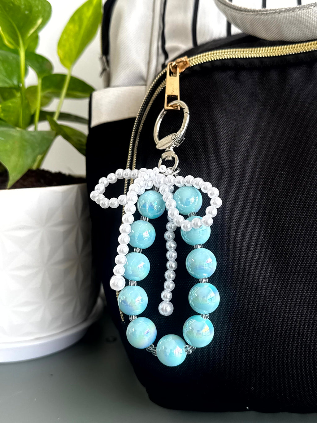 Pearl Bow Beaded Phone Charm cum Bag Charm cum Keychain [charm holder included]