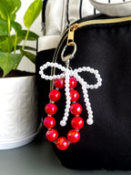 Pearl Bow Beaded Phone Charm cum Bag Charm cum Keychain [charm holder included]