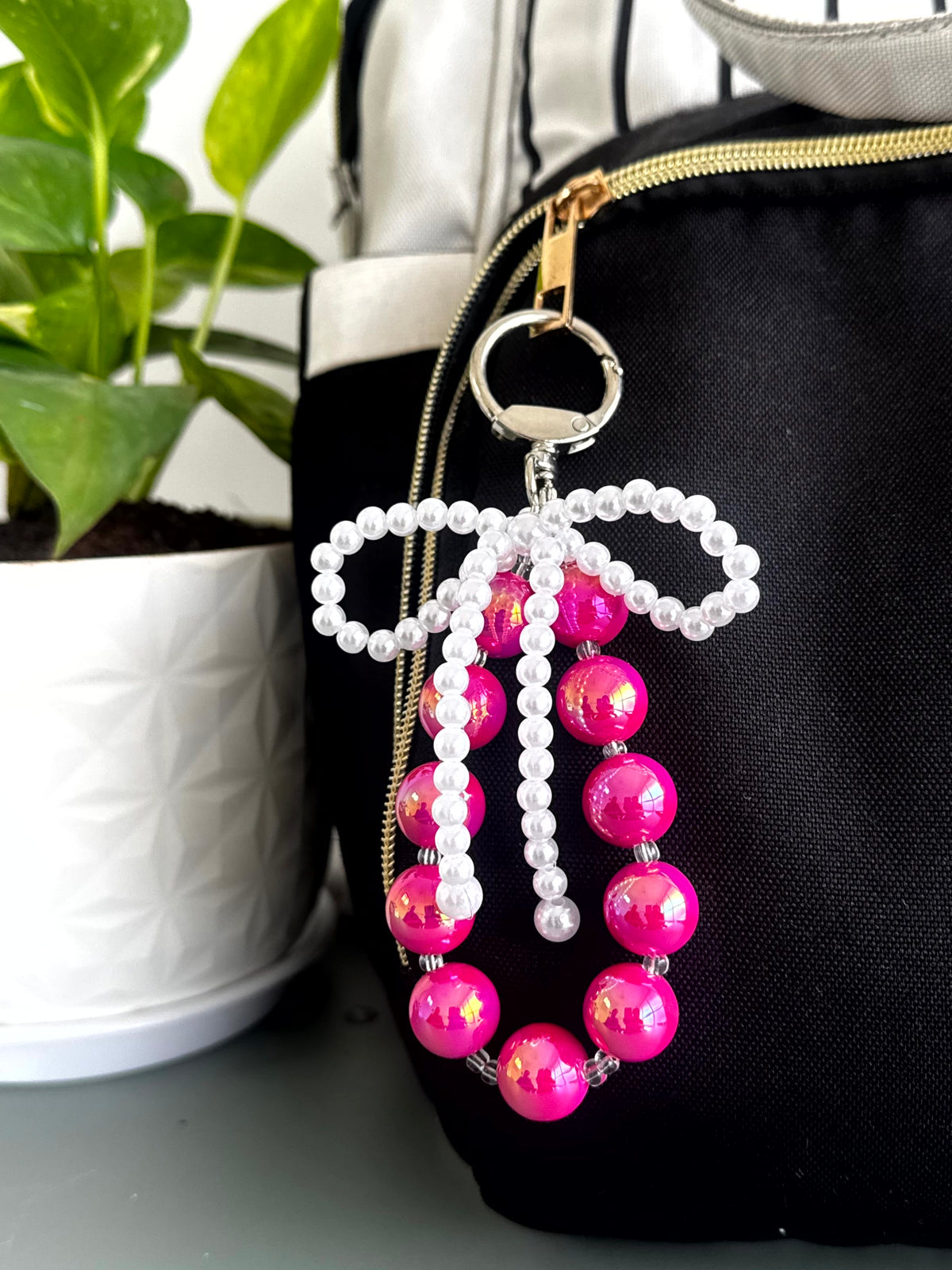 Pearl Bow Beaded Phone Charm cum Bag Charm cum Keychain [charm holder included]