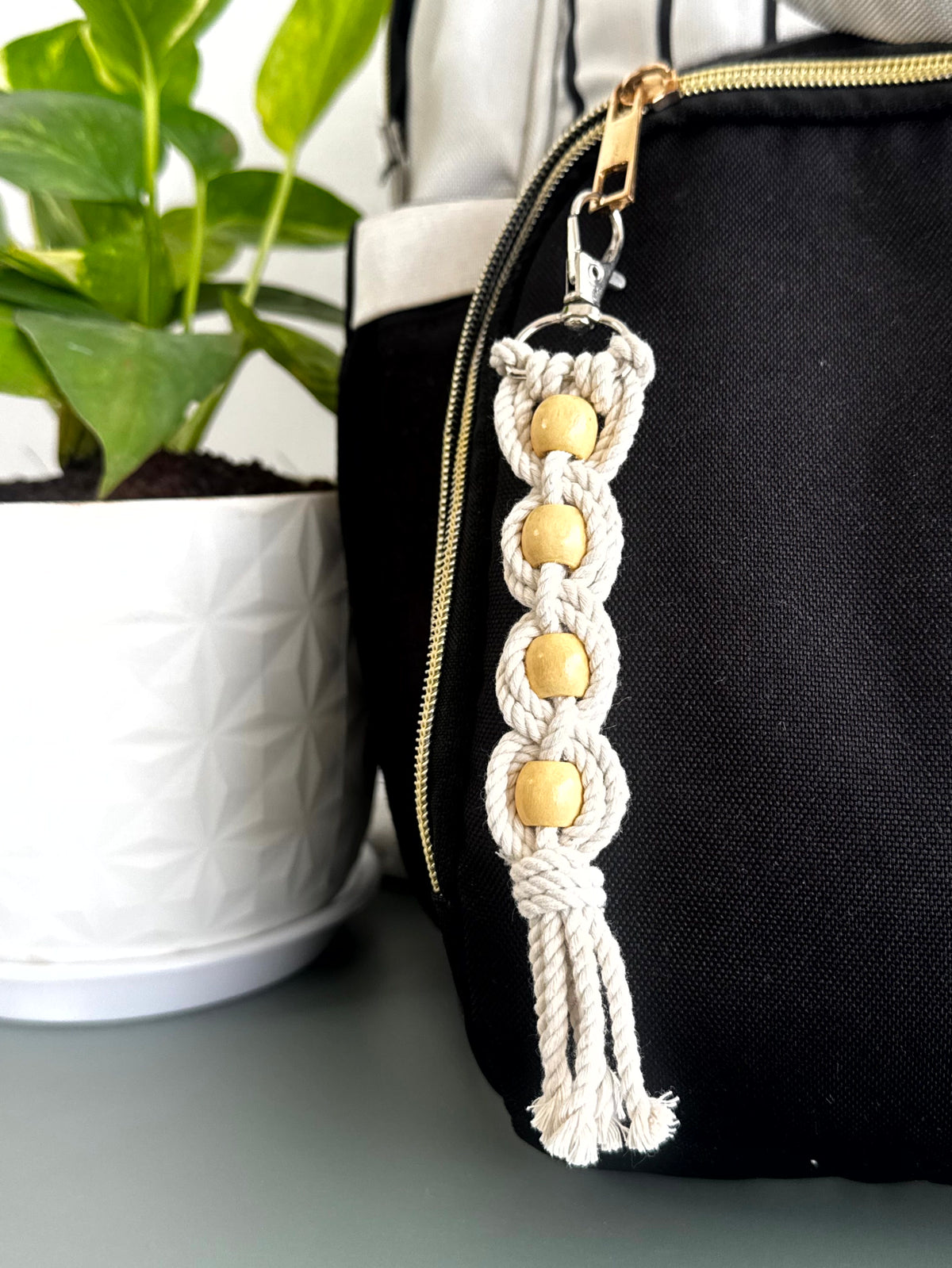 Macramé Beaded Knot Keychain cum Bag Charm