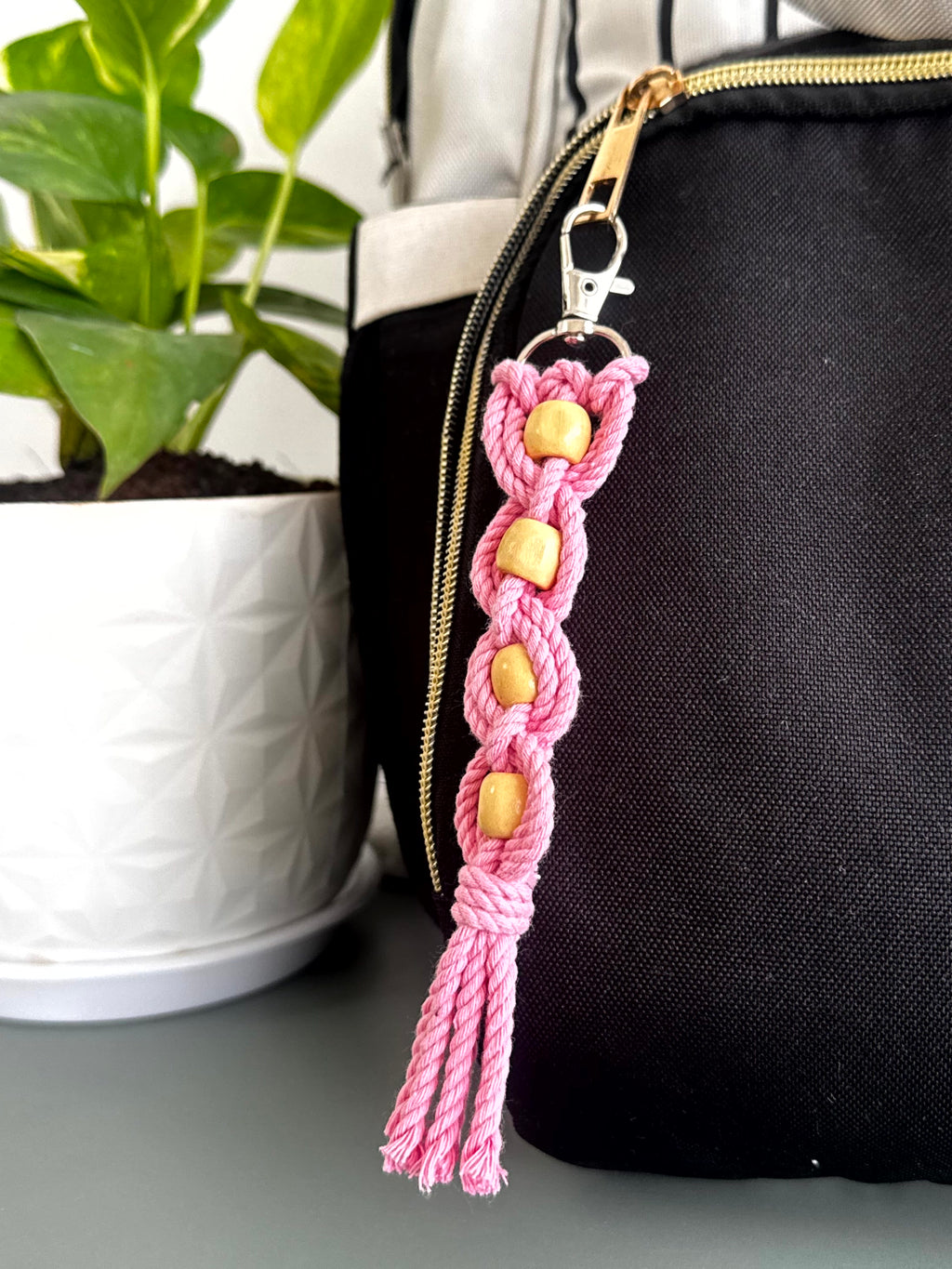 Macramé Beaded Knot Keychain cum Bag Charm