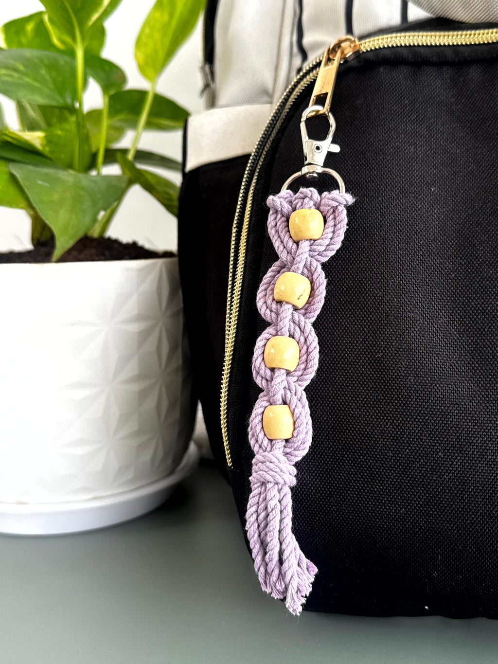 Macramé Beaded Knot Keychain cum Bag Charm