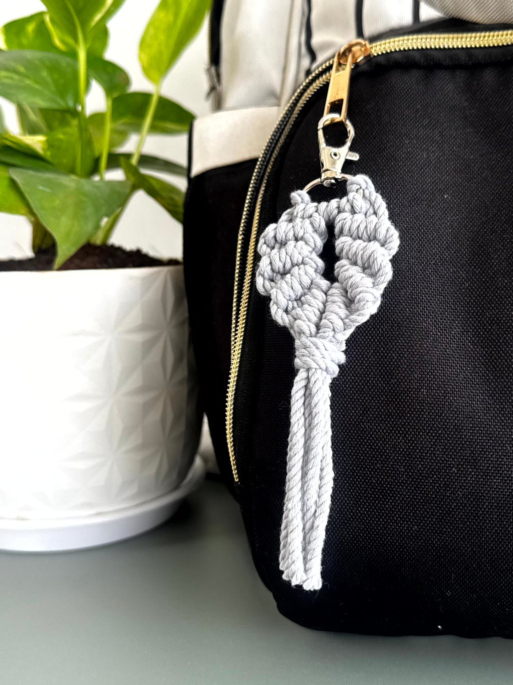 HeartKnot Macramé Keychain cum Bag Charm
