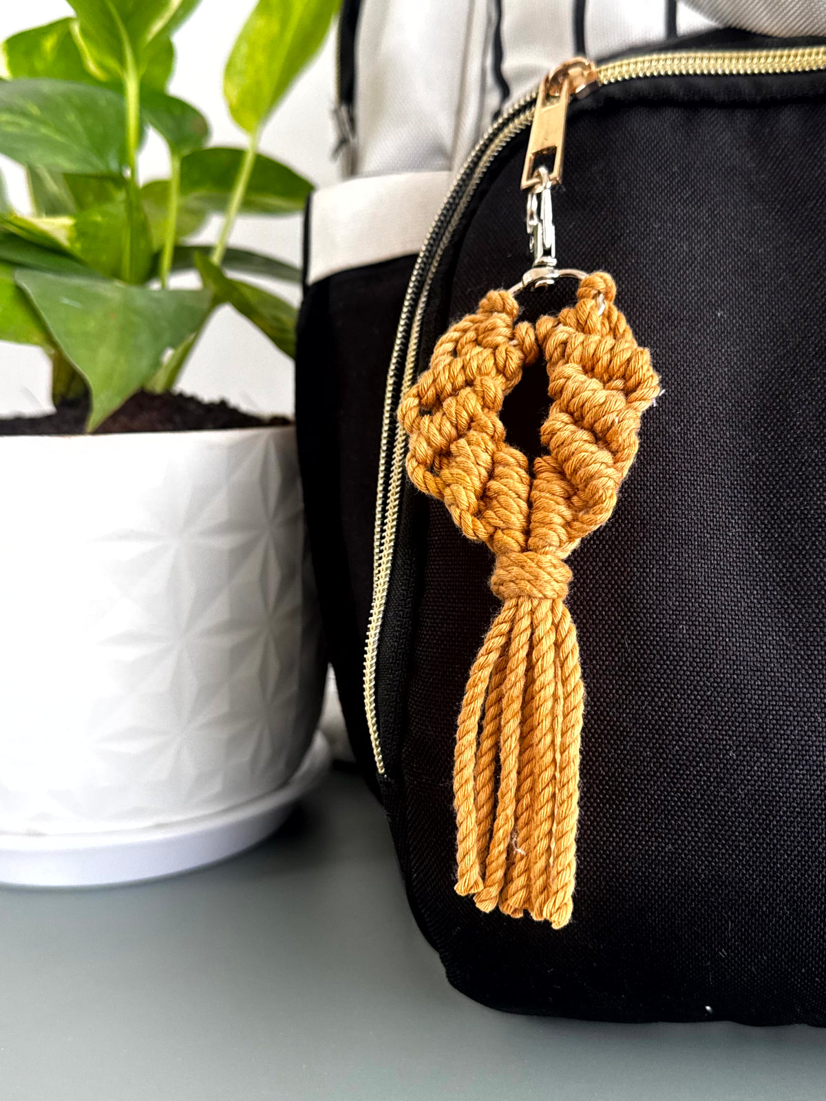 HeartKnot Macramé Keychain cum Bag Charm