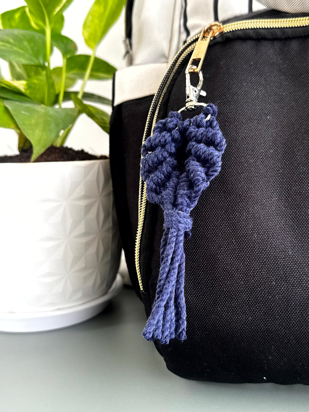 HeartKnot Macramé Keychain cum Bag Charm
