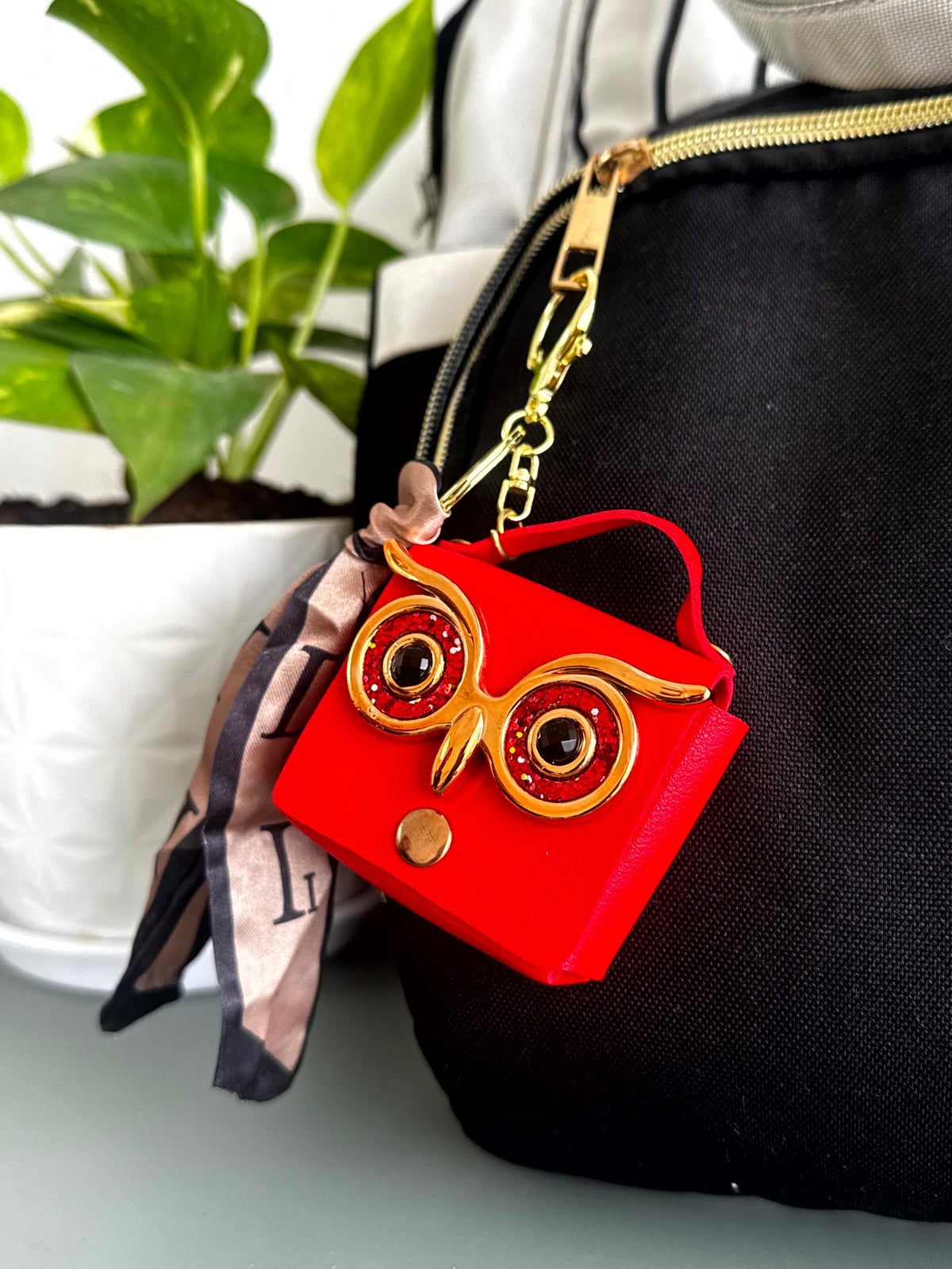 Owl Charm Mini Pouch Bag Charm cum Keychain