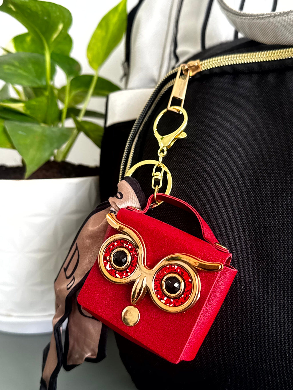 Owl Charm Mini Pouch Bag Charm cum Keychain