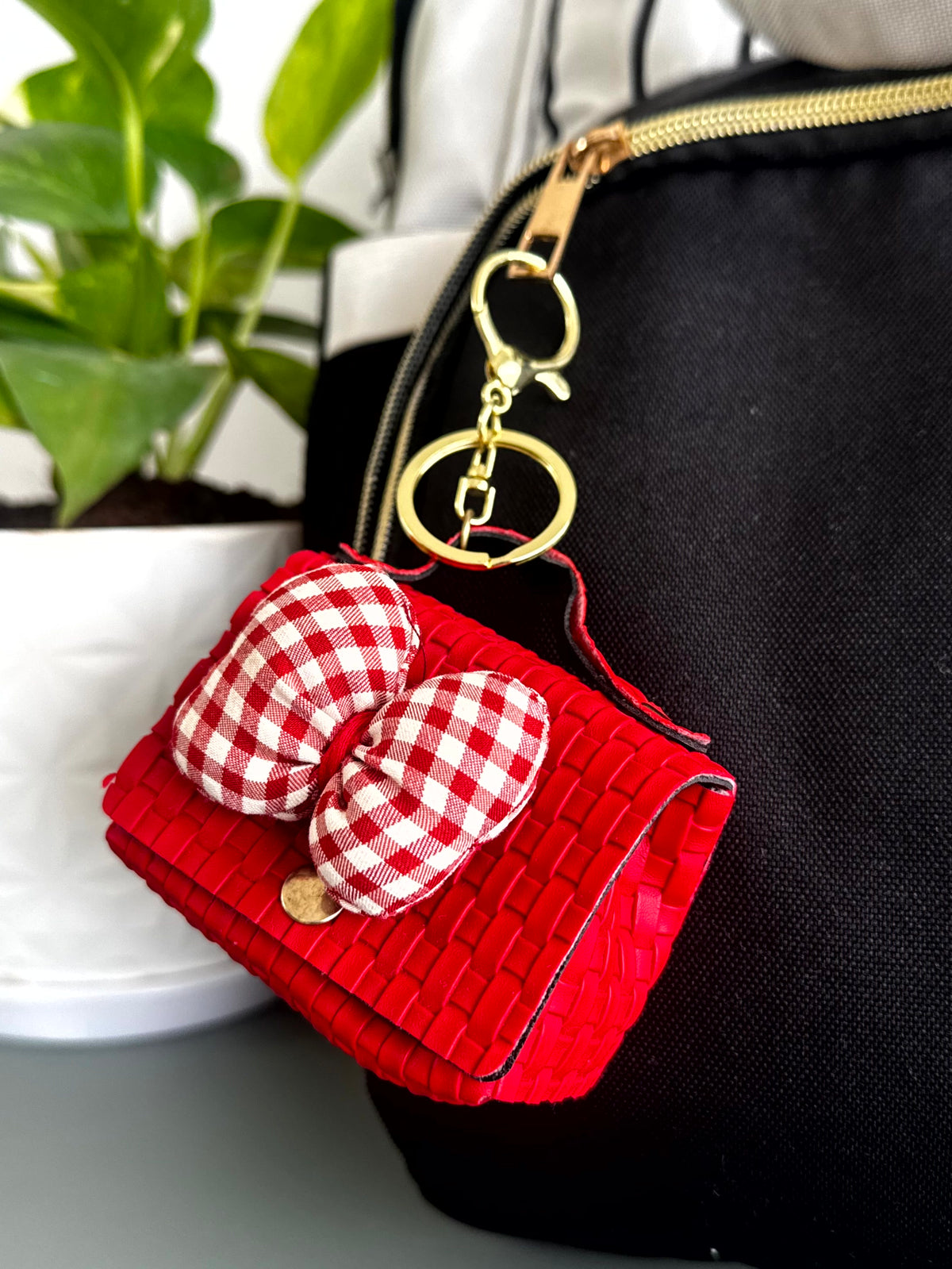 Cherry Check Bow Bag 🎀 Bag Charm cum Keychain