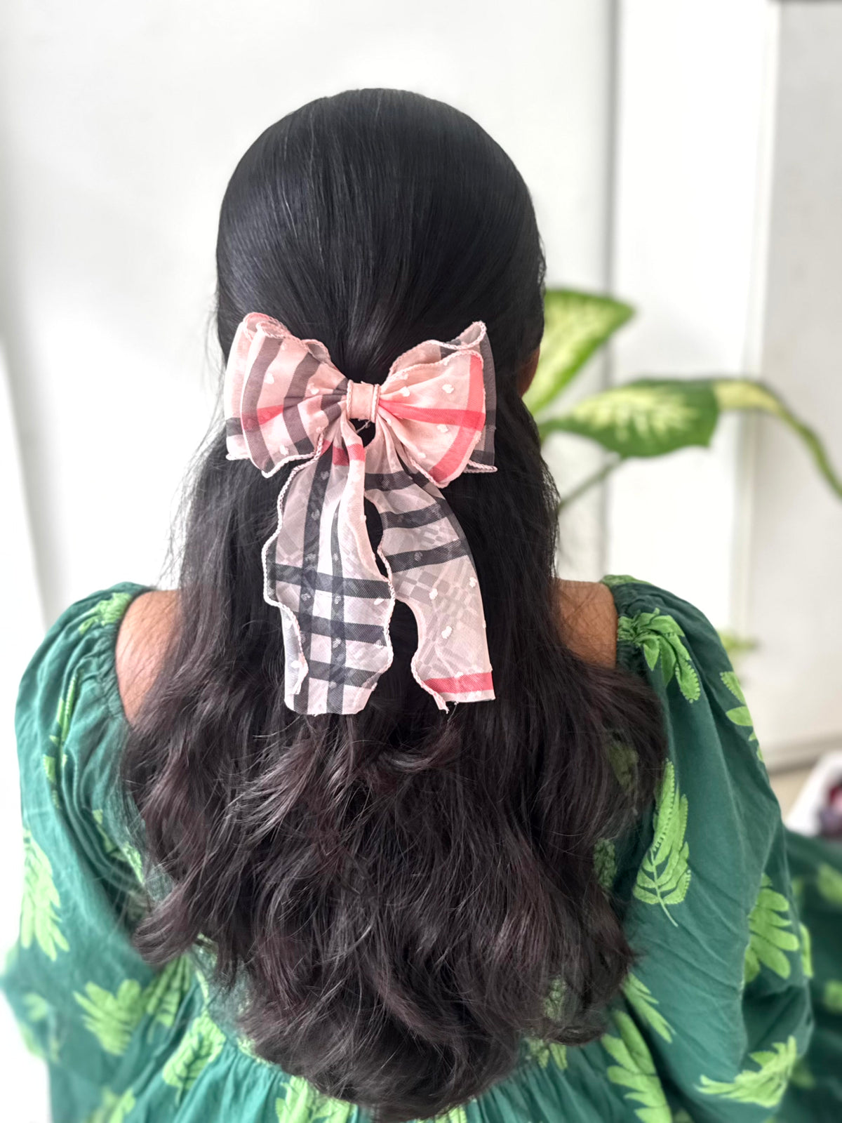 Plaid Sheer Bow Clip