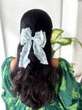 Baby Blue Polka Bow Clip