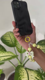 Lemon Daisy Beaded Phone Charm cum Bag Charm cum Keychain [charm holder included]